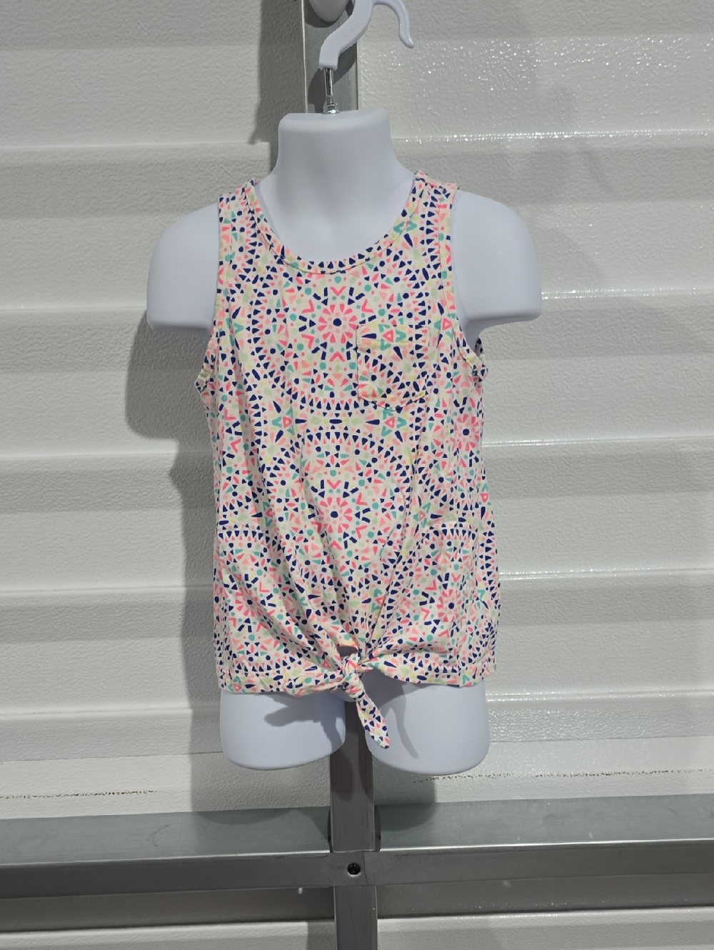 Carter's Pink Geometric Tie-Front Tank Top Size 6